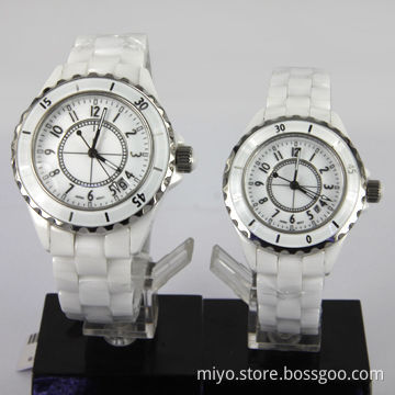 Ceramic Couple Watch with Japan Movement, OEM and ODM Orders are Welcome